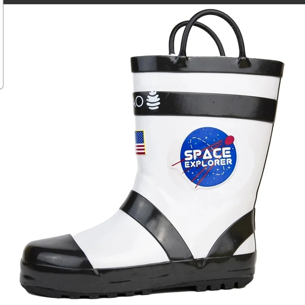 OAKI Kids NASA Astronaut Rain Boots Size 8 Toddler
